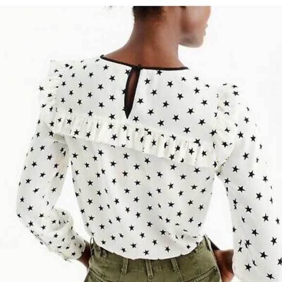 J. Crew Silk Stars Ruffle Long Sleeves Blouse Size 8T - Picture 2 of 6